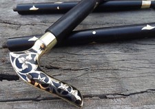 Antique Brass Victorian Handle Wooden Vintage Style Walking Stick Cane Designer