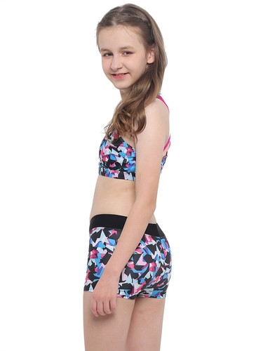 Girls Print Athletic Tankini Set Sport Crop Top with Swim Short Bathing Suits - Picture 21 of 143