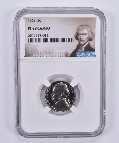 1962 Jefferson Nickel 5c PF68 Cam NGC Special Label