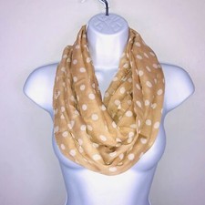 2 Chic Womens Scarf Infinity Brown White Polka Dot Spring Summer NEW MM39