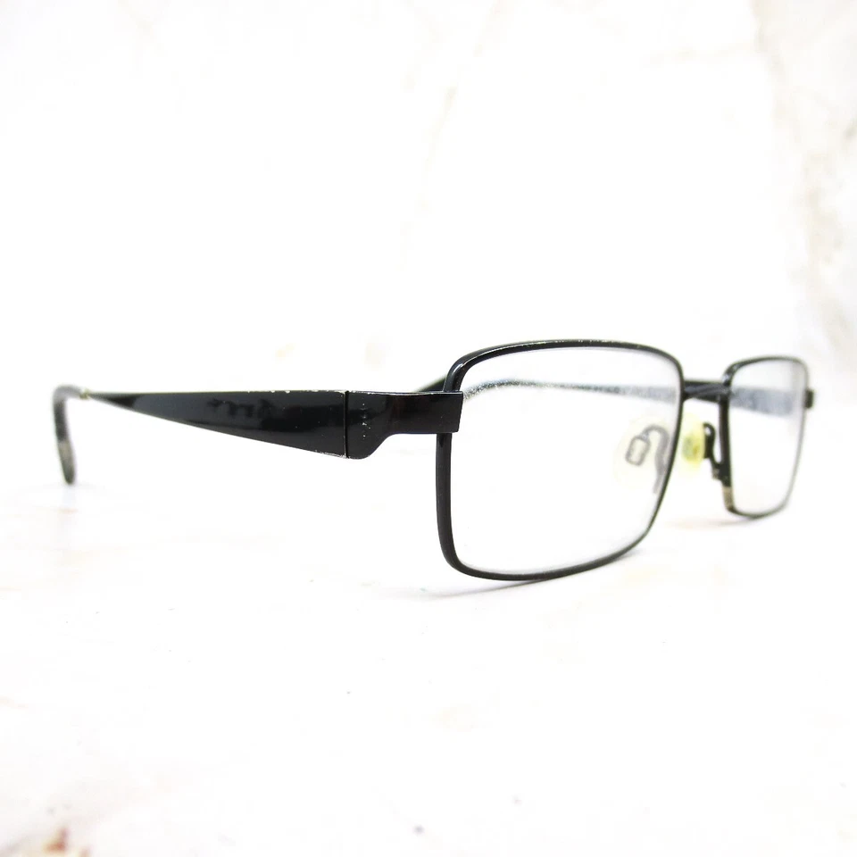 Flexon 454 Marchon Eyeglasses Frame Men's Black Chrome Rectangular 51-18-140 - Image 2 of 4