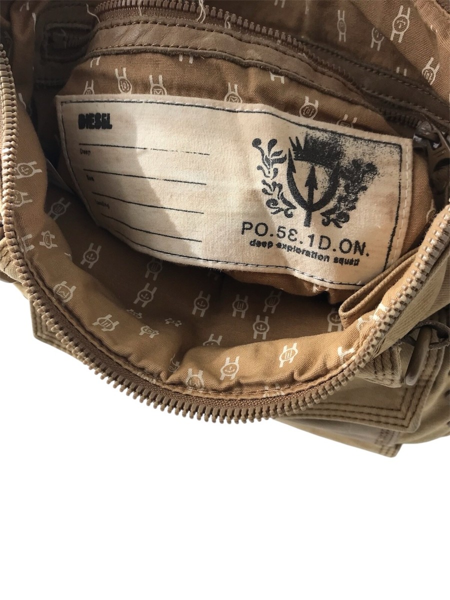 【DIESEL】00s faux leather Messenger bag DIESEL Vintage Canvas Leather Cargo Crossbody Messenger Bag
