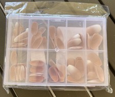 Puntas de uñas adhesivas ataúd ballet desnudo/blanco ombre nuevo en paquete sellado 120 piezas