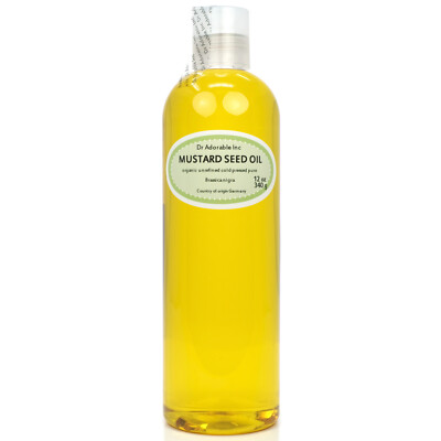 12 Oz Premium Mustard Seed Oil Pure Organic Cold Pressed Best Multi Purpose