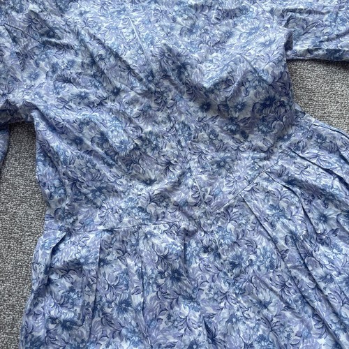 Vestido Laura Ashley Vintage Para Mujer 8 Azul Púrpura Floral Cottagecore Manga Abullonada - Imagen 12 de 12