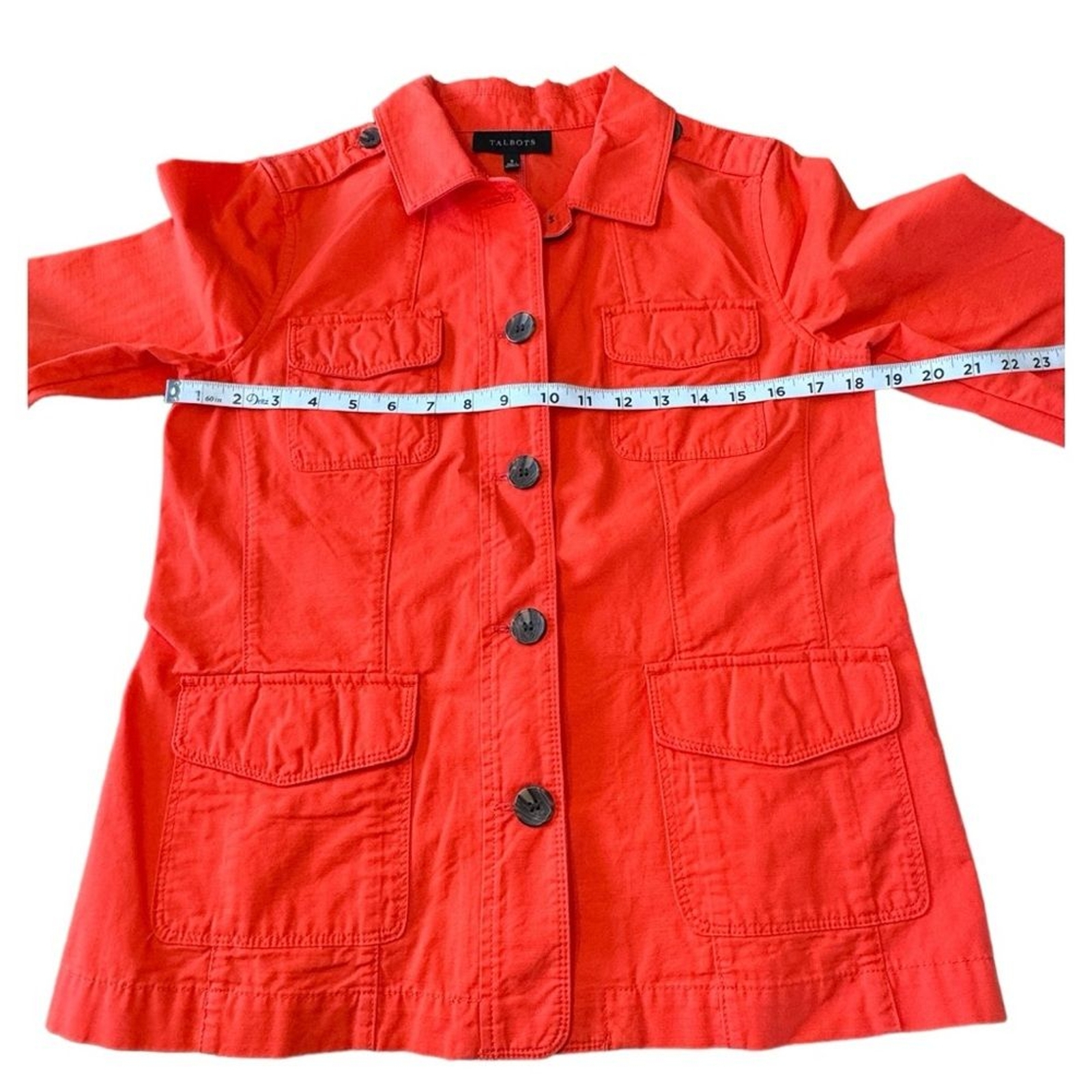 Talbots Jacket 100% Cotton Collared Button Front … - image 3