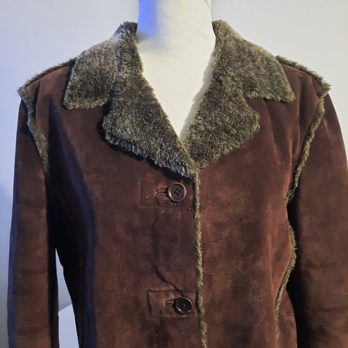 Leather Suede Fur Penny Lane Coat Womens Size XL - Picture 3 of 10