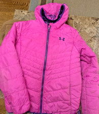 UNDER ARMOUR STORM COLDGEAR Big GIRLS ZIP UP PUFFER JACKET Dk PINK SOLID Sz L