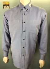 Mens Narry Bespoke Custom 16.5 32 PtoP 24.5  Electric Blue Herringbone Shirt   