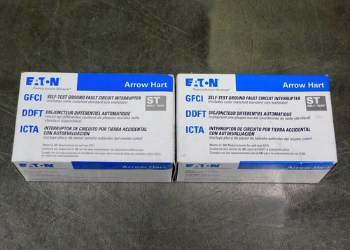 Eaton SGFD20W Arrow Hart GFCI Self-Test Blank Face 125V AC 20A Lot of Two (2)