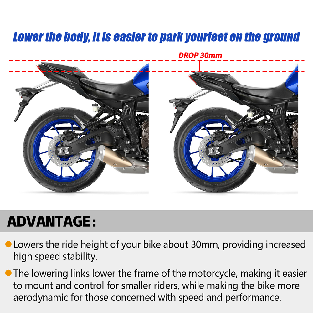 2016-2023 Yamaha MT07 FZ07 XSR700 Rear Suspension Lowering Links
