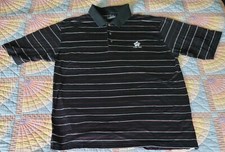 Straight Down Black Red-White Striped Short Sleeve Golf Polo Mens Size Large