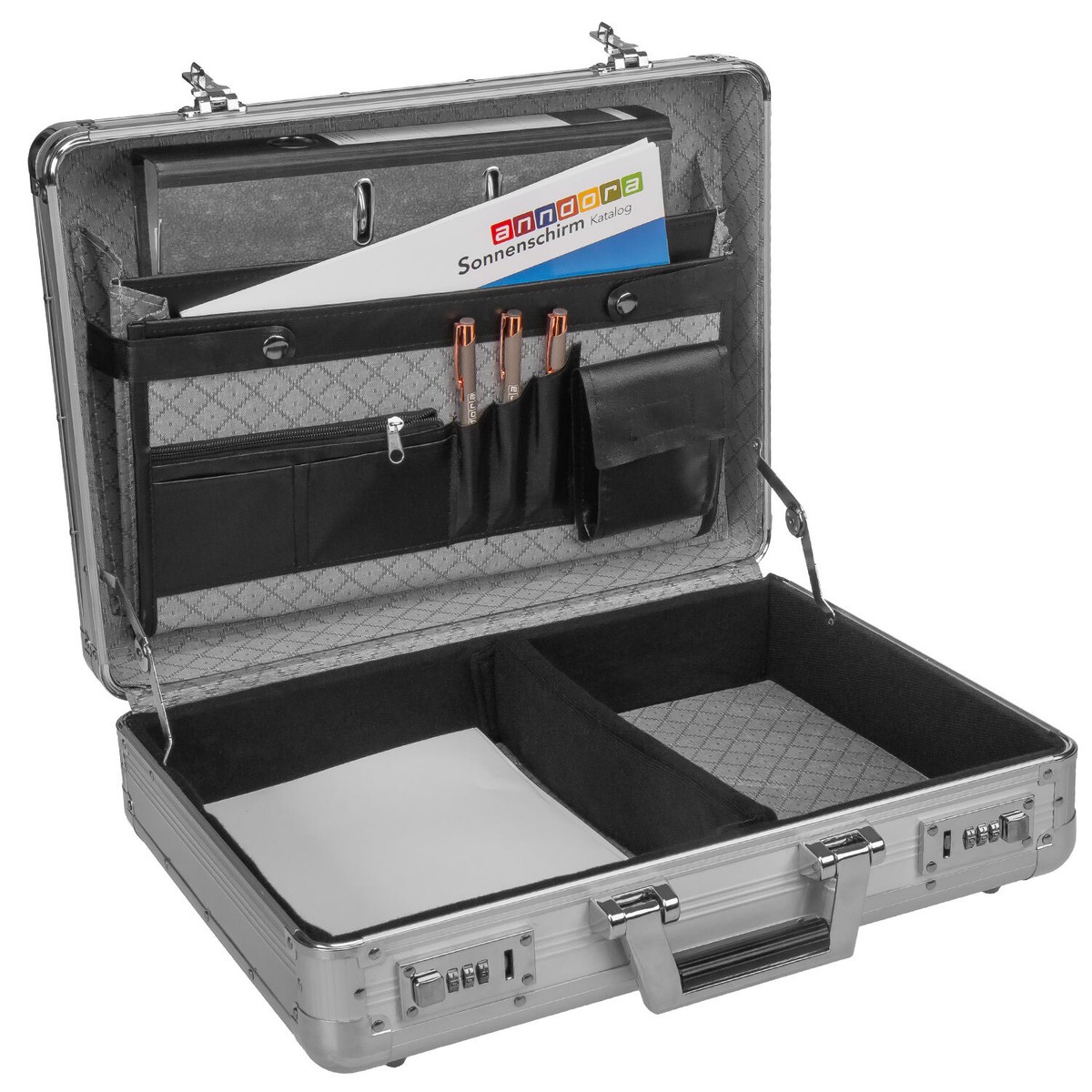Aluminium Aktentasche, CW-026, mit Deckeleinsatz, Attachékoffer