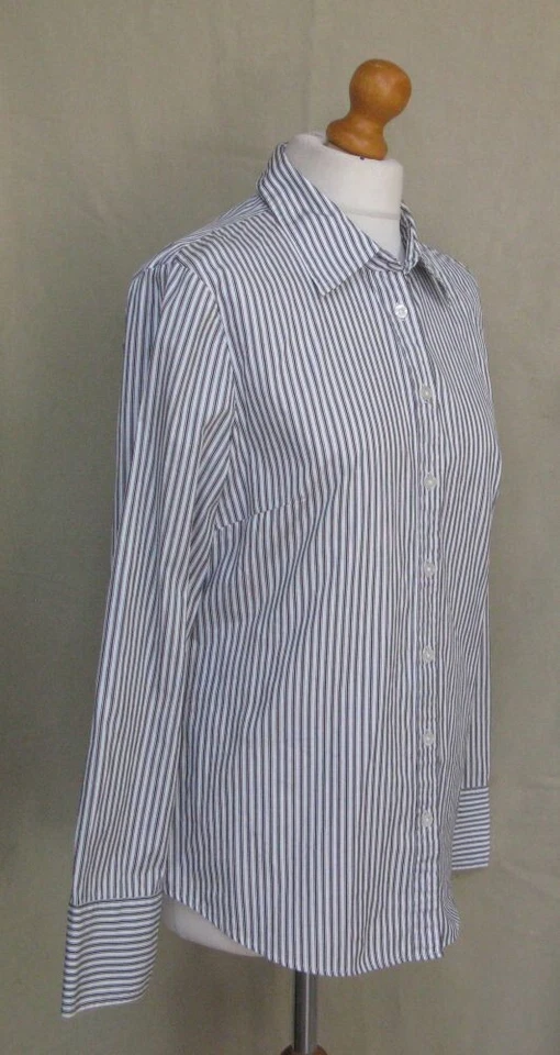 Kenar Cotton Ticking black white pinstripe shirt blouse size L / 14 - Image 4 of 4