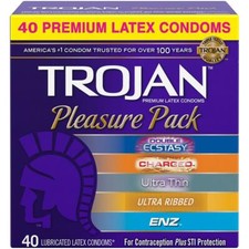 Trojan Pleasure Pack Assorted Premium Latex Condoms 40 Count