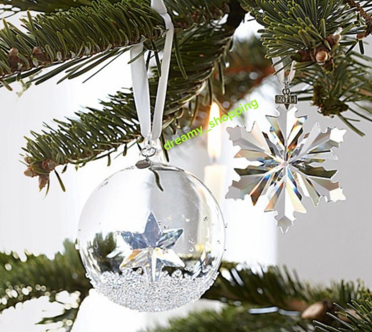 NIB Swarovski Christmas Ball 2014 With Star Inside Crystal