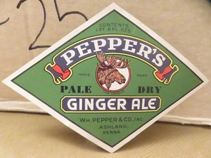 Older PEPPER'S PALE DRY GINGER ALE LABEL (Ashland, PA)