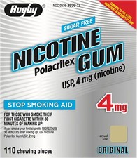 Rugby 00536303023 Original Nicotine Gum 4MG Sugar Free 3 Boxes of 110 Pieces 