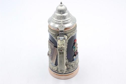 Vtg German Beer Stein w/Designed Lid & Handle Look, Silver Western Germany 9" - Picture 4 of 6