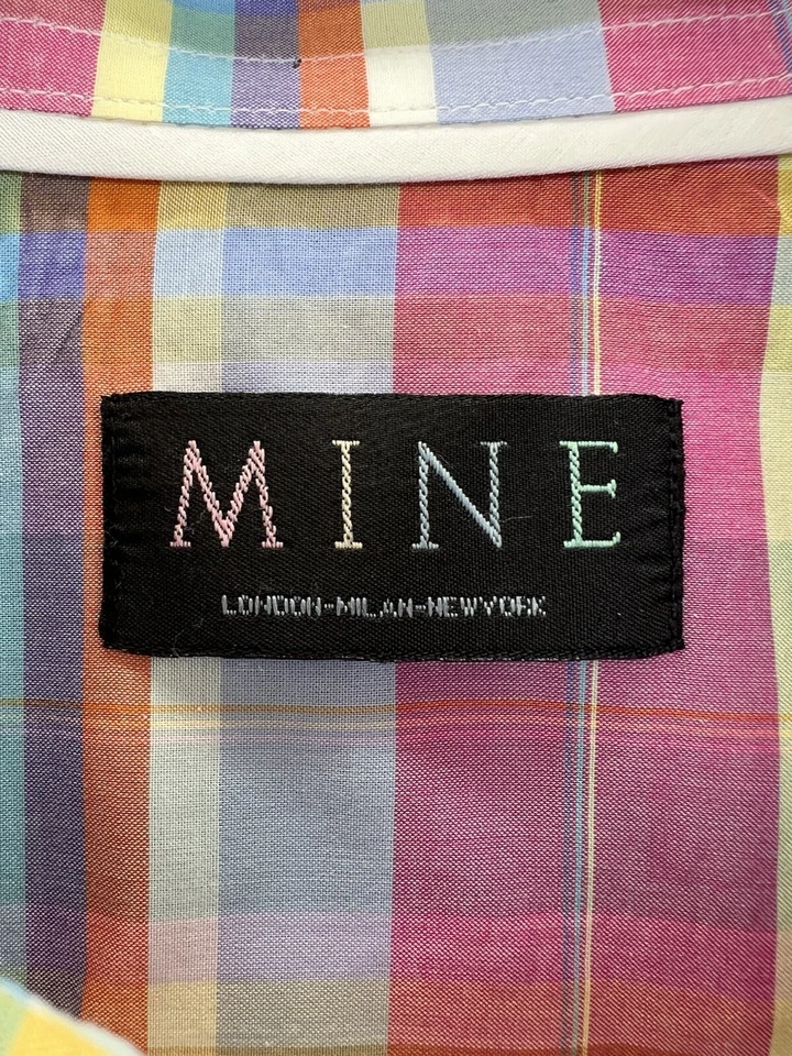 Camisa MINE 100 % Algodón Tattersall Cuadros Manga Larga Abotonada Para Hombre Grande India Foto 4 de 4