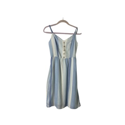 Joie Linen/ Rayon blend chambray blue/ off white vertical stripe sundress  sz 2 | eBay