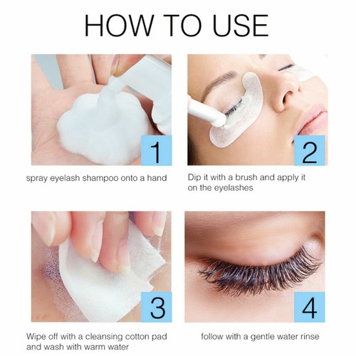 3pc Eyelash Extensions Brush Shampoo Kit Eyelash Extension Glue Cleanser 50ml - Picture 2 of 2