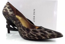 Nine west Flax Pointed-Toe Pump Heels Bronze / Gold Fabric Size 9.5