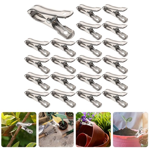 30 Pcs Windproof Clothespin Spring Type Clips Stainless Steel Greenhouse Clamps