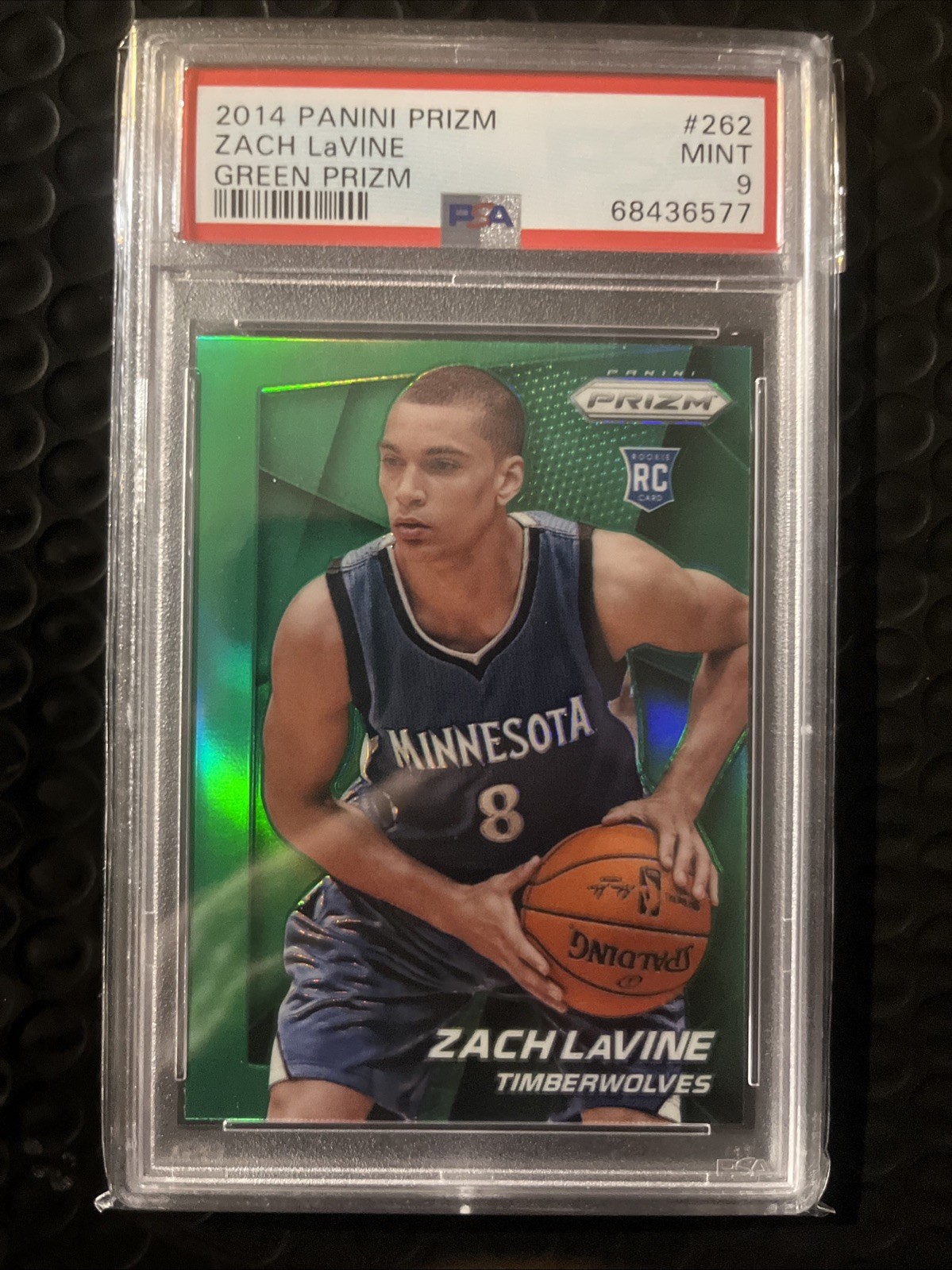 2014-15 PANINI PRIZM ZACH LAVINE ROOKIE #262 GREEN PRIZM PSA 9 BULLS T-WOLVES