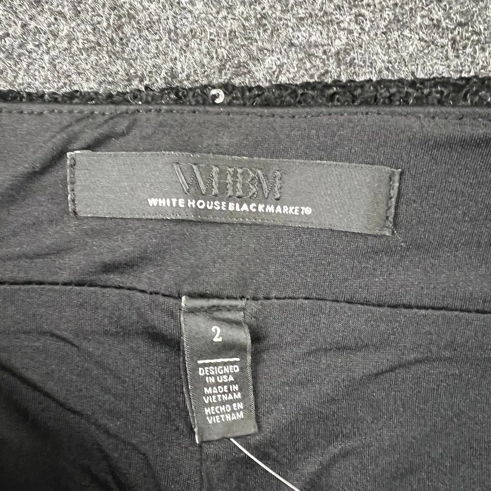 Pantalones de lentejuelas de pierna ancha WHITE HOUSE BLACK MARKET para mujer talla 2 negros Foto 2 de 4