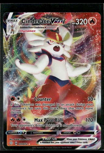 Pokemon TCG Cinderace VMAX Holo Ultra Rare Shining Fates 019/072 NM