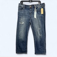 American Rag Boyfriend Jeans Distressed Medium Wash Straight Sz 11 NWT Street