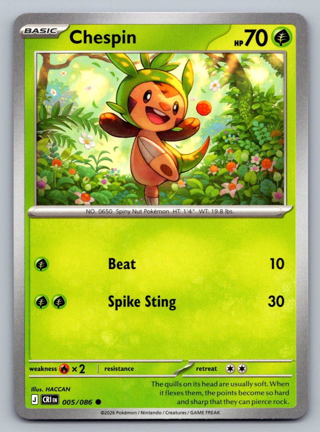 Pokemon TCG ME04: Chaos Rising Chespin 005/086