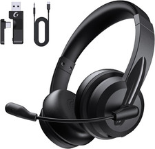 Wireless Headset with Mic for Work, AI Noise Cancelling, Bluetooth