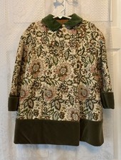 Vintage Kute Kiddles Toddler Tapestry Velvet Trim Coat USA Darling Rare Find