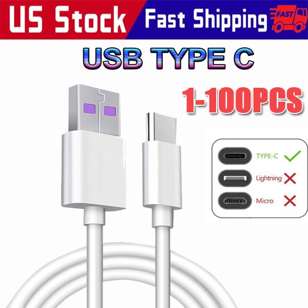 USB Type C Data Cable 5A Fast Charging USB-A to USB-C Charger lot Cord For Phone