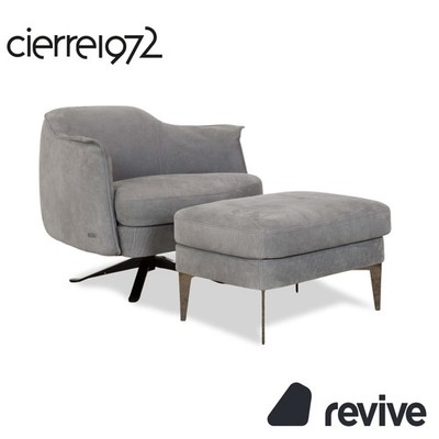 Cierre Boheme Leder Sessel Grau Blau inkl. Hocker