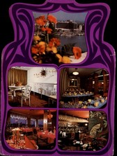 Hotel Duna Budapest vintage postcard posted 1984 Groovy design b596