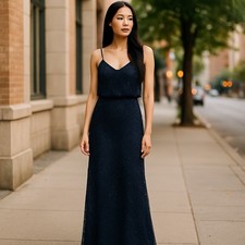 Adrianna  Papell Navy blue w/Gold Sequins formal gown