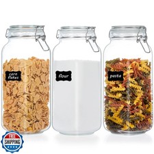 Vtopmart 78oz Glass Food Storage Jars with Airtight Clamp Lids, 3