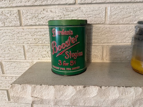 Rare 1910s "Berdan's Booster" tin  litho 50 humidor cigar tin is in VG condition