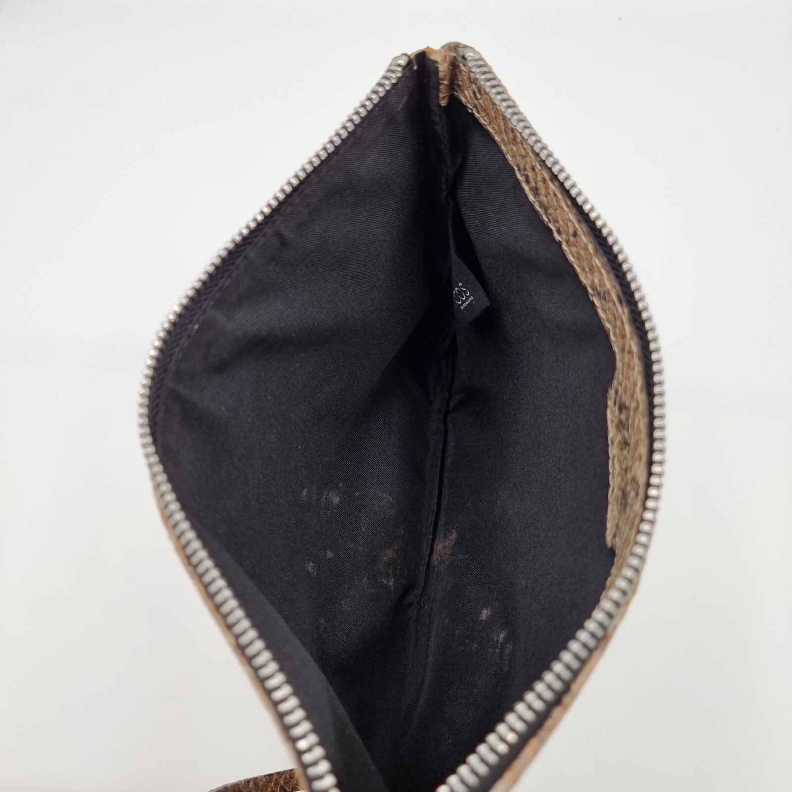 COS Brown Python Snake Print Genuine Leather Pouc… - image 9