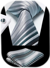 Mens Ties Stripe Tie and Pocket Square Set Classic Formal Woven Neckties Handker