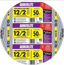 12/2 X 50 Ft. Solid Cu Mc Metal Clad Armorlite Cable