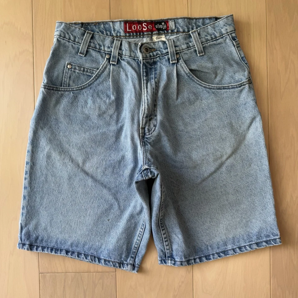 Pantalones Cortos Denim Vintage Levis Silver Tab 32 Azul Años 90 Lavado Claro Hechos en EE. UU. Foto 3 de 4