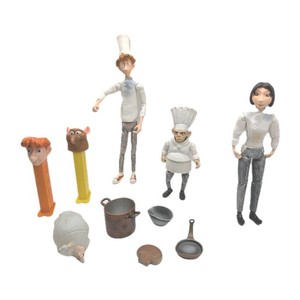 Disney Pixar Ratatouille Figure Lot Linguini Colette Skinner Kitchen Accessories