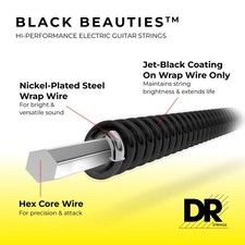 DR Strings BLACK BEAUTIES™ - BLACK Coloured Electric Guitar Strings: 7-String...