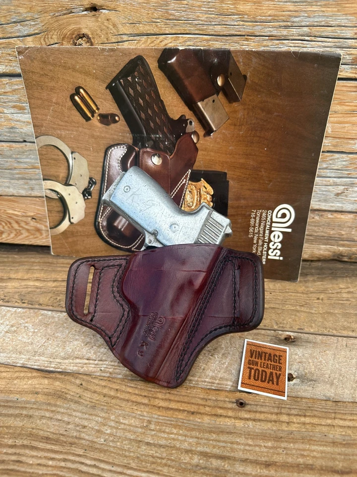 Funda de cuero marrón vintage Alessi OWB con dibujo izquierdo para KAHR K9 Foto 2 de 2