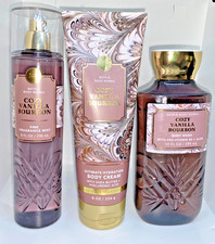 Bath Body Works Cozy Vanilla Bourbon mist, body cream shower gel set of 3