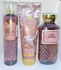Bath & Body Works Cozy Vanilla Bourbon mist, body cream & shower gel *set of 3*